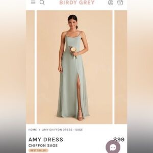 Birdy Grey Amy Chiffon Sage Bridesmaid Dress